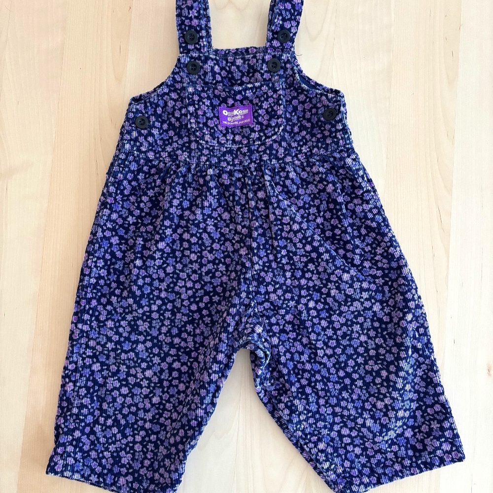 Vintage purple florals Oshkosh corduroy overalls 18M